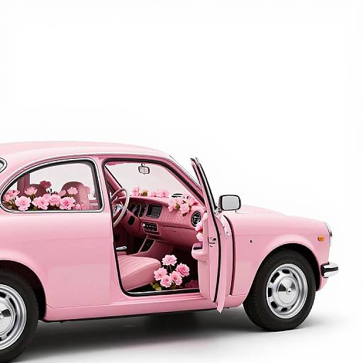 Pink Classic Car with Flowers