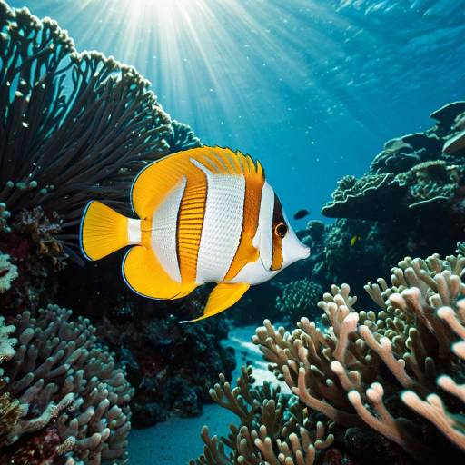 Copperband Butterflyfish in Sunlit Coral Gardens