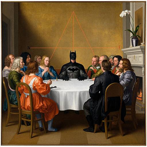 Renaissance Crowd Discussing with Batman