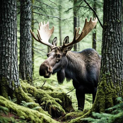 Playful Moose Hiding in Forest Playful Moose Hiding in Forest