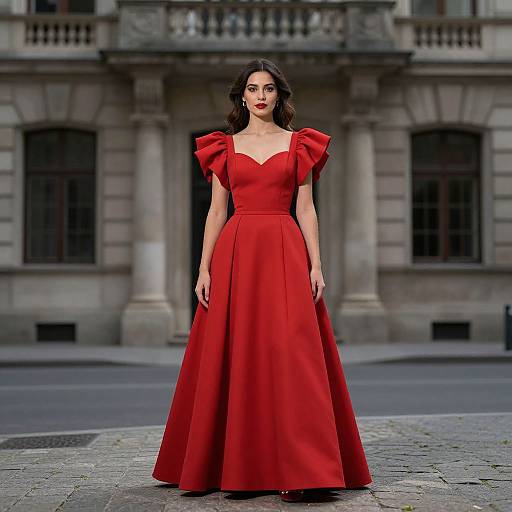 Woman in Red Frock Costume
