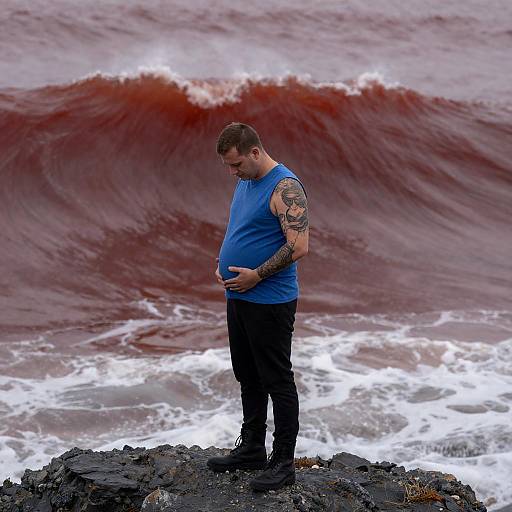 Surreal Scene of a Pregnant Man