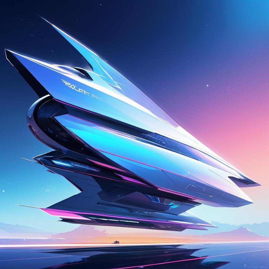 Futuristic Sleek Spaceship Digital Art