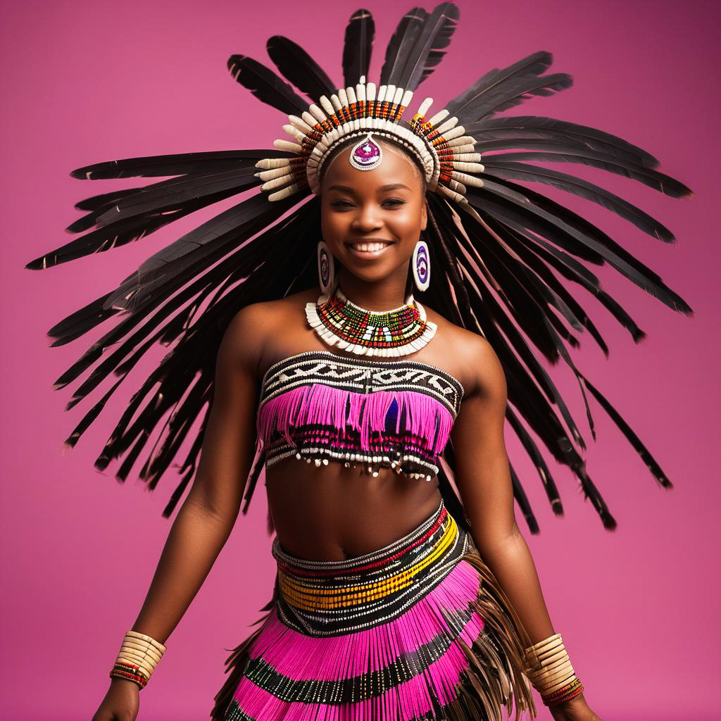 Vibrant Zulu Dancer in Studio Portrait