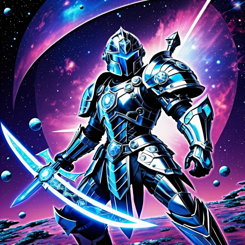 Futuristic Pirate Knight in Cosmic Battle