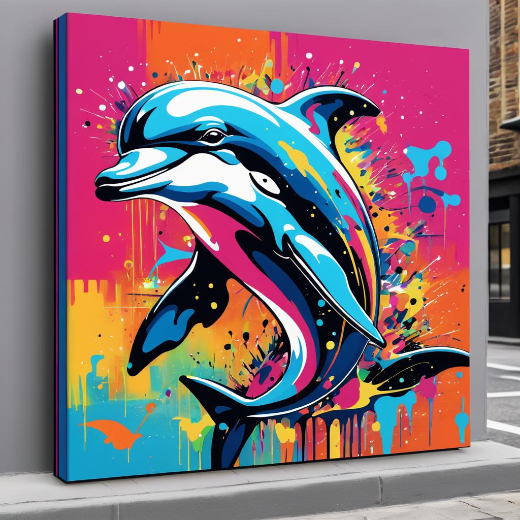 Playful Dolphin in Street Art Fusion