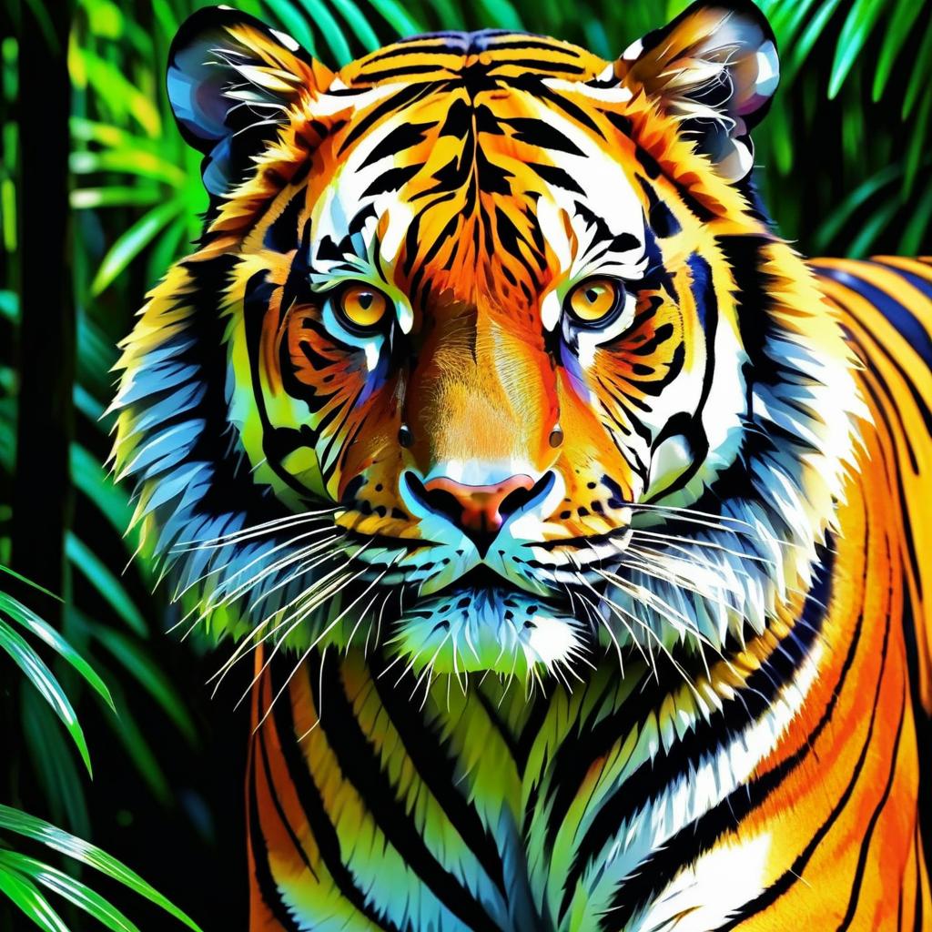 Majestic Tiger in Vibrant Jungle Setting