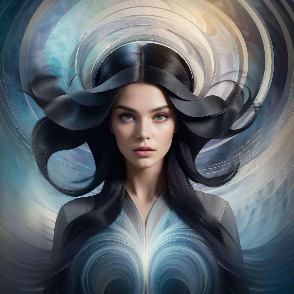 Serene Hypnotic Woman in Surreal Landscape