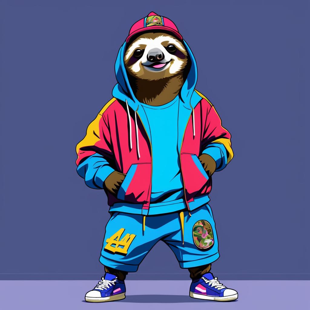 Cool Sloth Rapper in Comfy Style