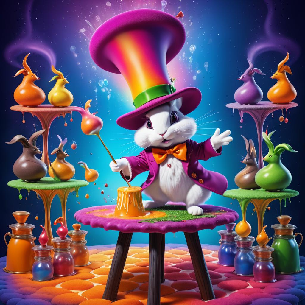 Whimsical Rabbit Magician in Surrealist Art