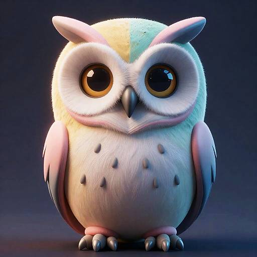 Cybernetic Owl in Vibrant Pastels