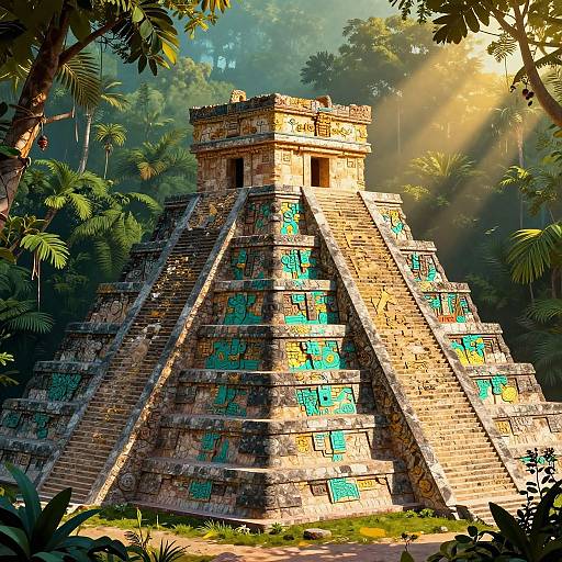 Ancient Mayan Pyramid in Jungle