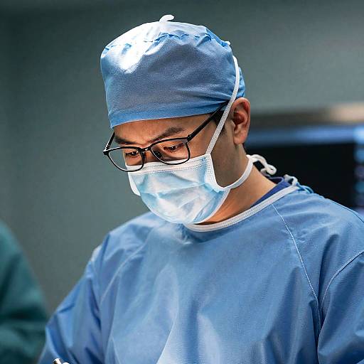 Focused Male Surgeon in Surgical Attire