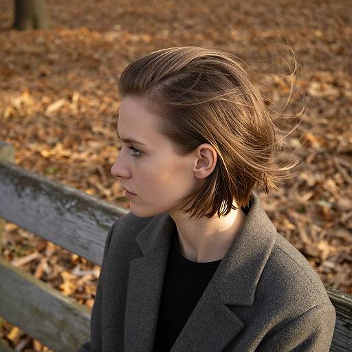 Woman with Bob in Autumn Park
