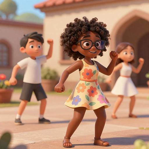 Colorful Trio Dancing by Rustic Arches