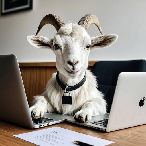 Confident Cartoon Goat at Desk Confident Cartoon Goat at Desk