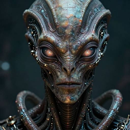 Enigmatic Alien with Metallic Veins