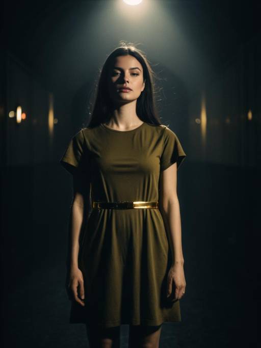 Minimalist Olive Green T-Shirt Dress