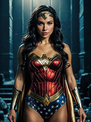 Cinematic Wonder Woman Heroic Dramatic Portrait