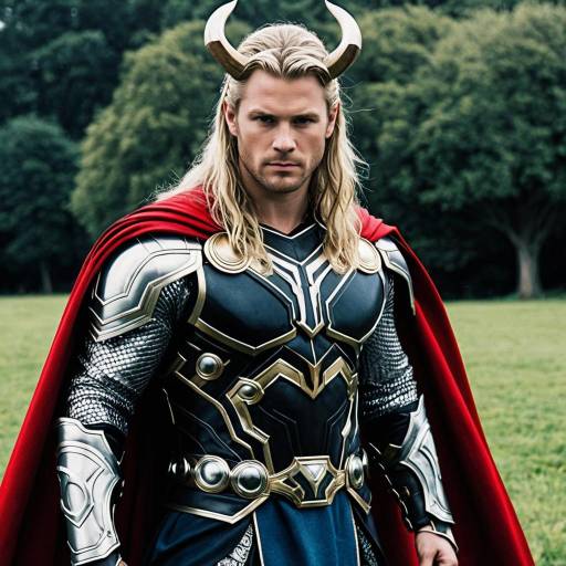 Man in Thor Costume with Horned Helmet