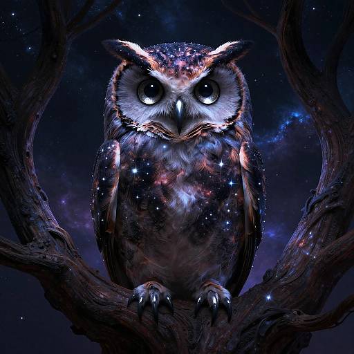 Cosmic Owl in Nebula Canopy