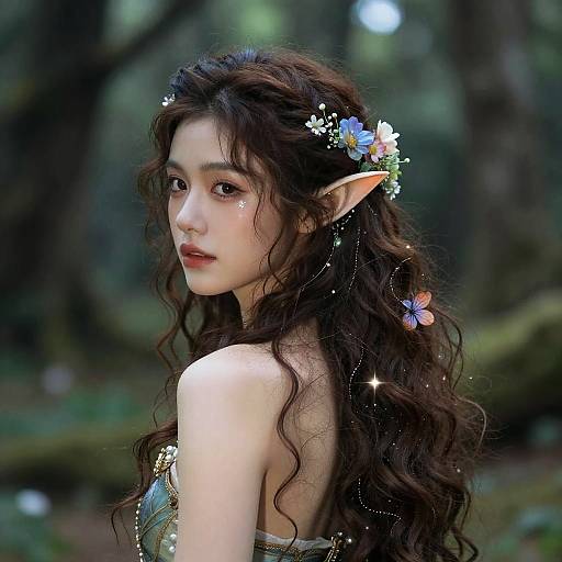 Ethereal Female Elf in Mystical Forest