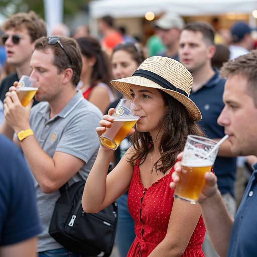 Lively Outdoor Event with Amber Beers