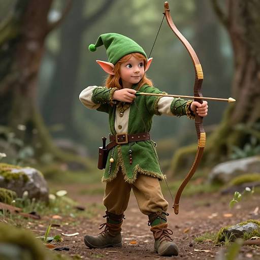 Whimsical Elf Archer in Fantasy Realm