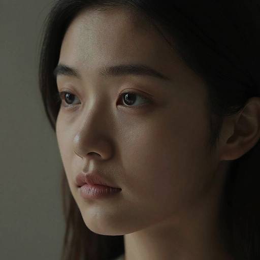 Pensive Young Woman Close-Up Portrait