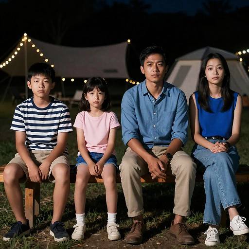 Nighttime Outdoor Gathering at Campsite