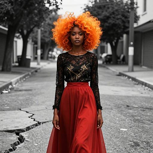 Surreal Portrait of Fiery Afro Woman