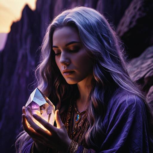Mystical Woman Holding Glowing Crystal