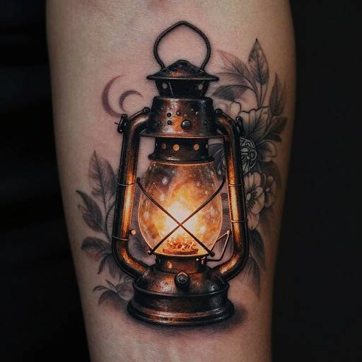 Realistic Glowing Lantern Tattoo