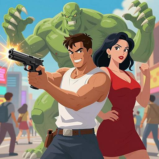 Epic Action Scene with Colorful Dynamics