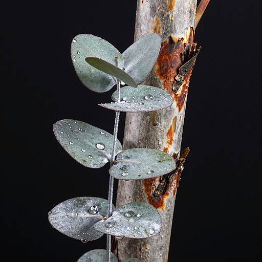 Silvery Eucalyptus Sprig with Dew Drops