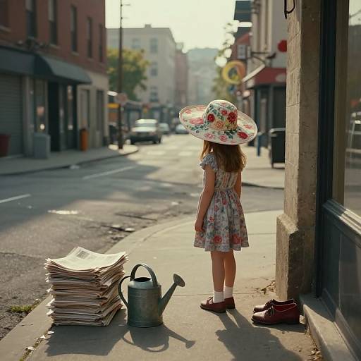 Surreal Urban Morning with Enigmatic Girl