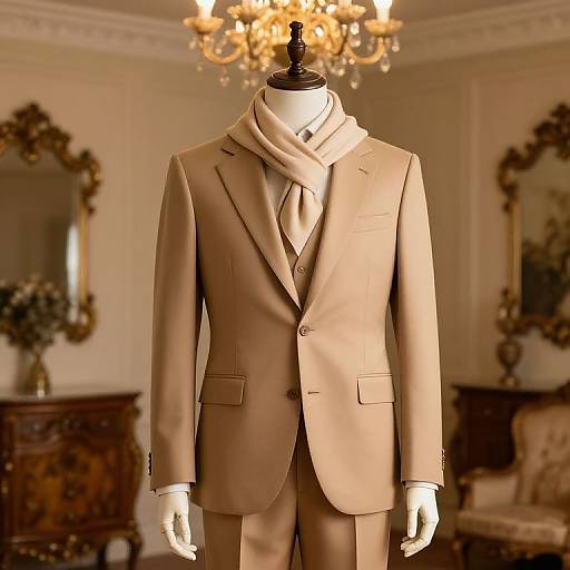 Skeleton in Tan Suit with Scarf