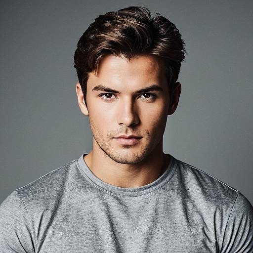 Portrait of Young Man in Grey T-Shirt