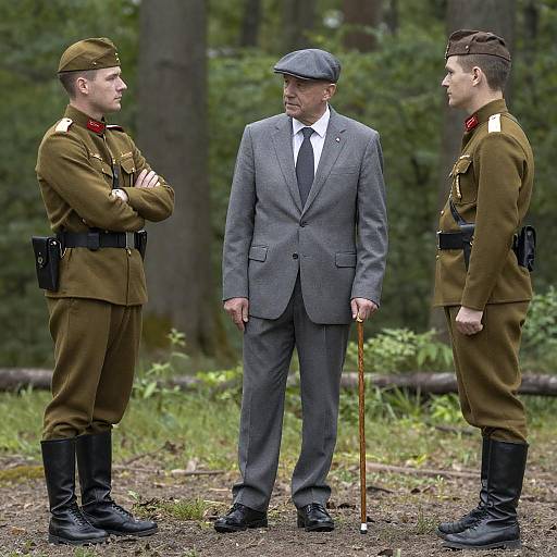 Forest Encounter: Suit and Two Soldiers