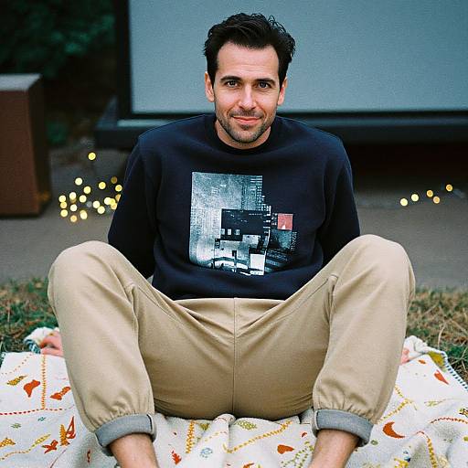 Urban Style Man in Cozy Outdoor Setting