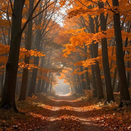 Serene Autumn Forest in Digital Art