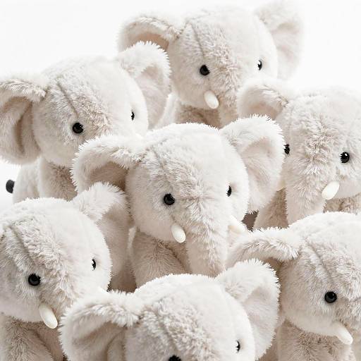 Close-Up of Plush White Elephants