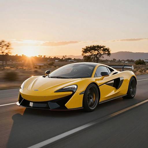 Cinematic Supercar at Sunset in Motion