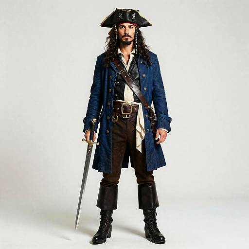 Blue Pirate Outfit with Sword
