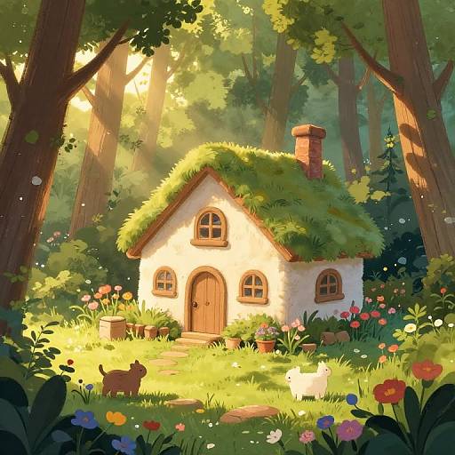 Fluffy's Cozy Forest Cottage at Dawn
