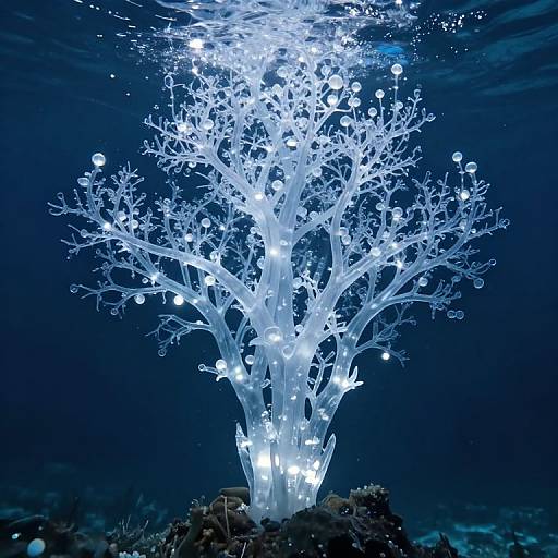 Ethereal Crystalline Tree in Ocean