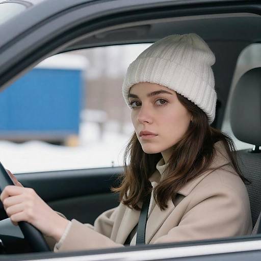 Winter Reflection Through a Car Window