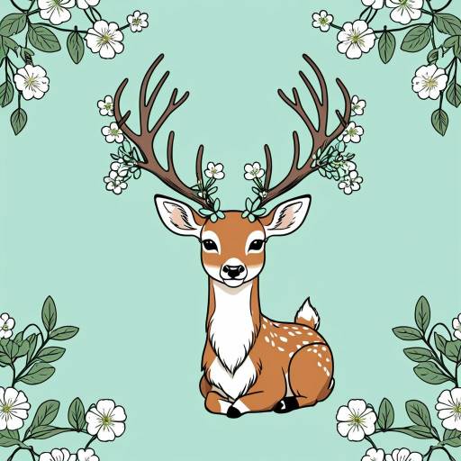 Whimsical Deer with Blossoming Antlers