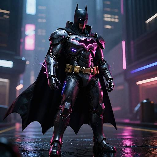Cyberpunk Batman in Neon Dystopia