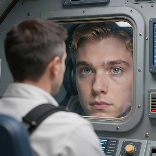 Intriguing Cockpit Scene with Eye Contact